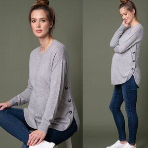 Seraphine Long Sleeve Crewneck Maternity & Nursing Sweater Gray SZ Medium